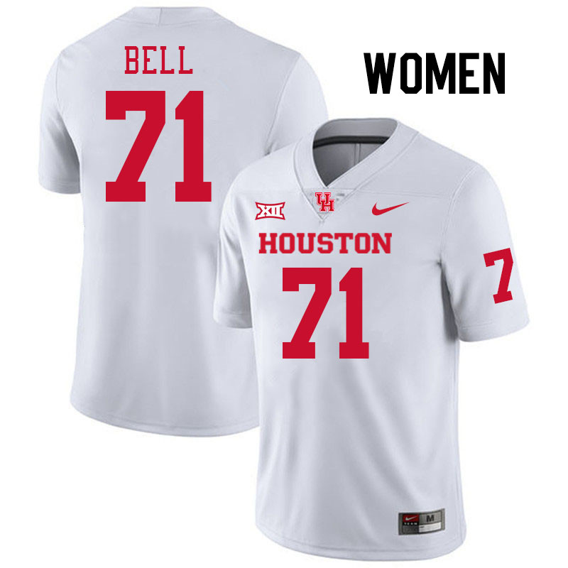 Women #71 Ray'Quan Bell Houston Cougars College Football Jerseys Stitched-White